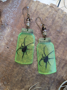 Black Widow Spider Jar Earrings 2