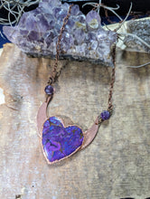 Load image into Gallery viewer, Electroformed Purple Mojave Heart Necklace