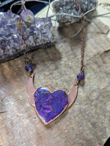 Electroformed Purple Mojave Heart Necklace