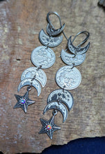Load image into Gallery viewer, Moon Phase Rhinestone Earrings - AB Star