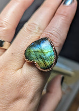 Load image into Gallery viewer, Electroformed Labradorite Heart Ring - Size 10