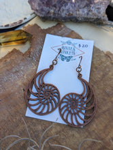 Load image into Gallery viewer, Antiqued Copper Nautilus Earrings