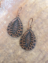 Load image into Gallery viewer, Antiqued Copper Plated Earrings - Fern Teardrops
