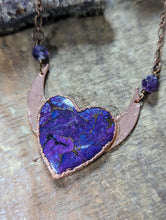 Load image into Gallery viewer, Electroformed Purple Mojave Heart Necklace