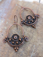 Load image into Gallery viewer, Antiqued Copper Plated Earrings - Scrolls and Dots