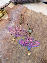Load image into Gallery viewer, Rainbow Iridescent Rhinestone Moth Earrings 2