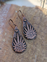 Load image into Gallery viewer, Antiqued Copper Plated Earrings - Sunburst
