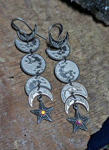 Load image into Gallery viewer, Moon Phase Rhinestone Earrings - AB Star