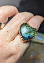 Load image into Gallery viewer, Electroformed Labradorite Heart Ring - Size 10