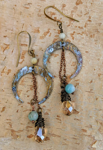 Crescent Moon Earrings with Amazonite - Minxes' Trinkets