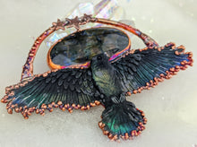 Load image into Gallery viewer, Electroformed Soaring Raven with Labradorite Necklace - Minxes&#39; Trinkets