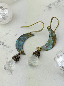 Petite Winter Moon Earrings with Aura Briolettes - Minxes' Trinkets