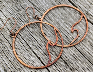Ocean Wave Copper Electroformed Earrings - Minxes' Trinkets