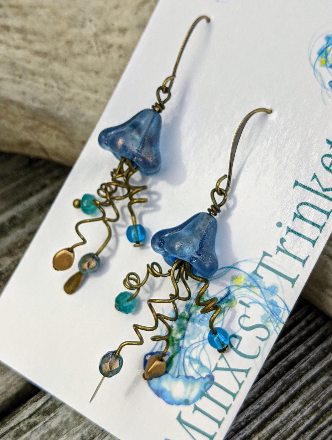 Jellyfish Earrings - Frosted Blue Metallic Sheen - Minxes' Trinkets