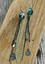 Load image into Gallery viewer, Teal Starfish Shoulder Duster Earrings - Minxes&#39; Trinkets