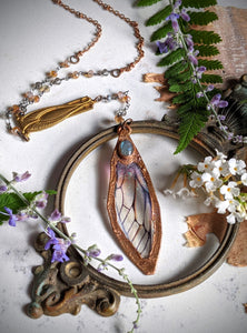 Relic Fairy Wing Rosary Necklace - Resin and Copper Electroformed 1