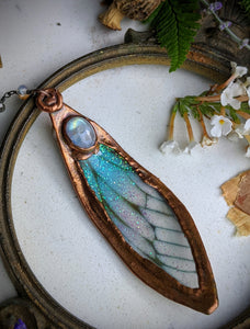 Relic Fairy Wing Rosary Necklace - Resin and Copper Electroformed 9