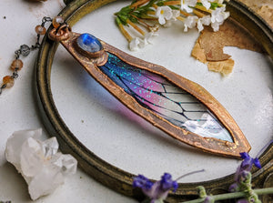 Relic Fairy Wing Rosary Necklace - Resin and Copper Electroformed 18