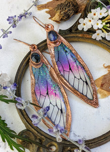 Relic Fairy Wing Earrings - Resin and Copper Electroformed 1