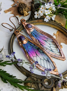 Relic Fairy Wing Earrings - Resin and Copper Electroformed 2