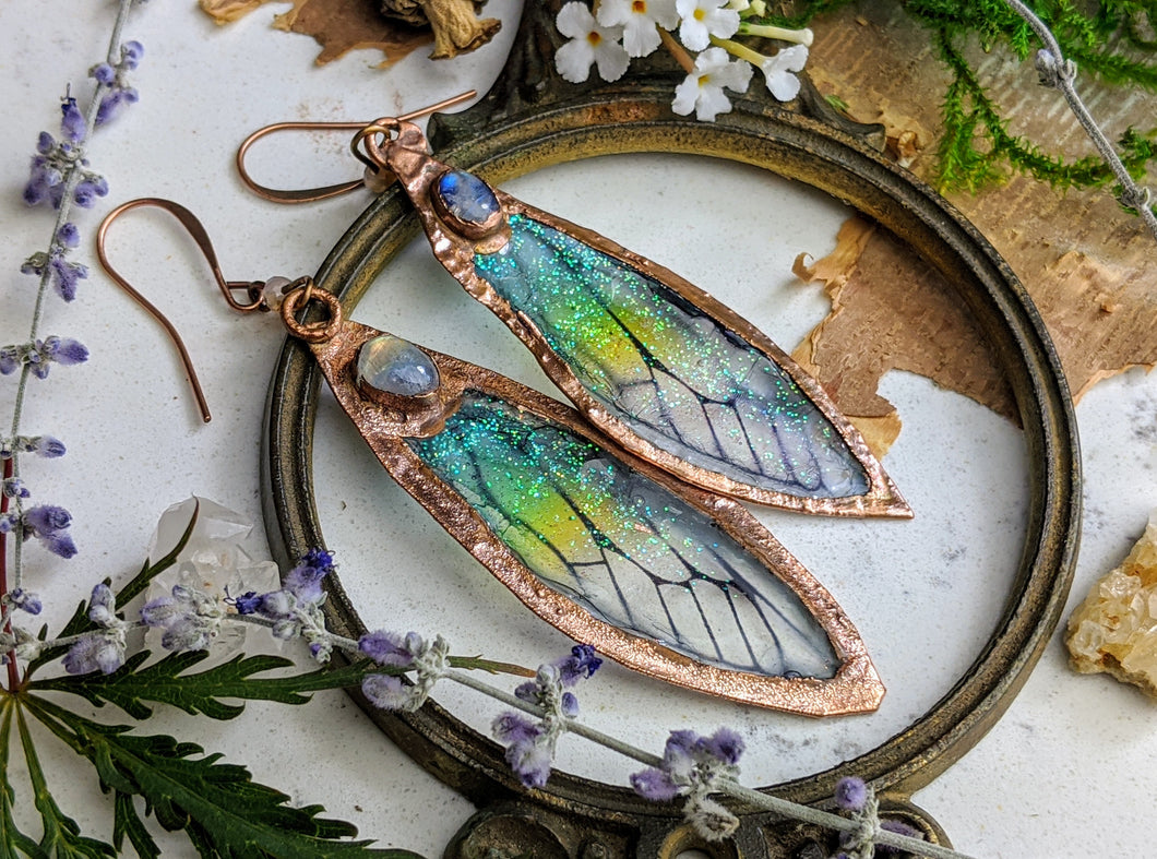 Relic Fairy Wing Earrings - Resin and Copper Electroformed 3