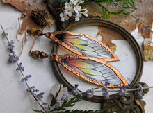 Load image into Gallery viewer, Relic Fairy Wing Earrings - Resin and Copper Electroformed 4