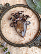 Load image into Gallery viewer, Golden Rutilated Quartz Encrusted with Mushrooms Copper Electroformed Statement Necklace - 1