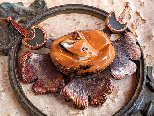 Nested Fox with Gingkos Electroformed Necklace