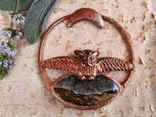 Load image into Gallery viewer, Landscape Jasper with Owl Electroformed Necklace