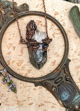 Load image into Gallery viewer, Petite Morel Mushroom Electroformed Necklace with Garden Quartz and Shelf Mushrooms