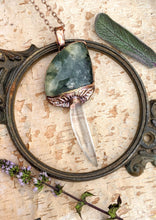 Load image into Gallery viewer, Moss Agate and Quartz Mushroom Electroformed Necklace