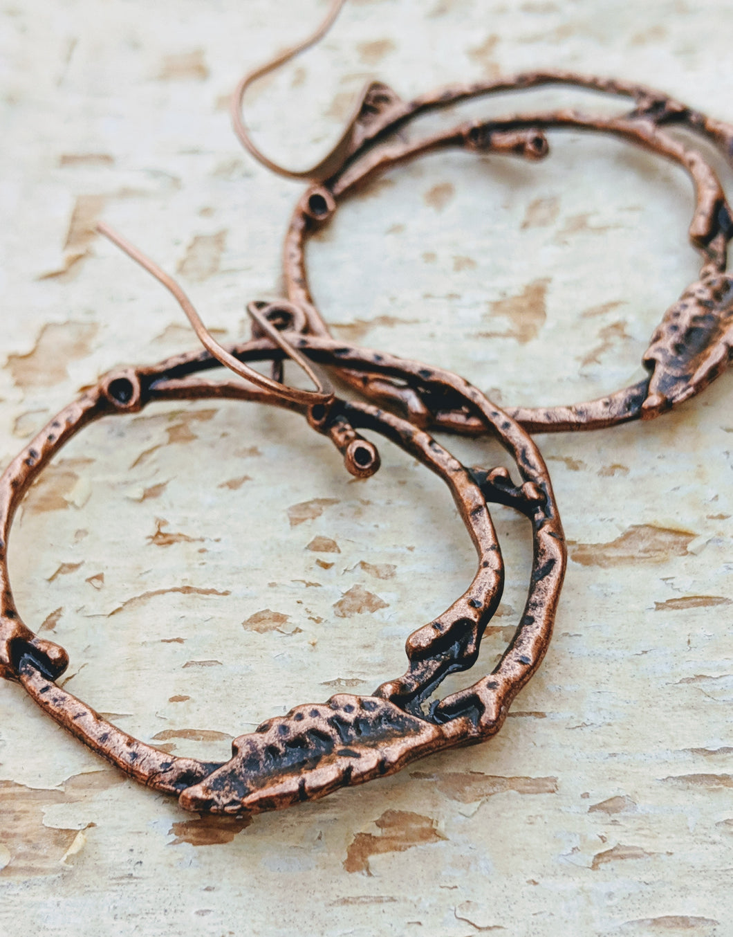 Copper Branch Hoop Earrings - Minxes' Trinkets