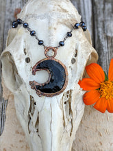 Load image into Gallery viewer, Electroformed Obsidian Moon Necklace - Minxes&#39; Trinkets