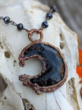 Load image into Gallery viewer, Electroformed Obsidian Moon Necklace - Minxes&#39; Trinkets