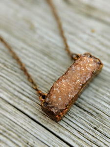 Electroformed Peach Druzy Necklace - Minxes' Trinkets