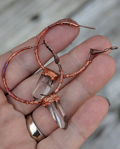 Electroformed Rutilated Quartz Hoop Earrings - Minxes' Trinkets