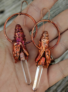 Electroformed Snake Head Blades of Light Earrings - Minxes' Trinkets