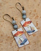 Load image into Gallery viewer, Handmade Vintage Halloween Earrings - Toadstools and Feathers - Minxes&#39; Trinkets