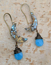 Load image into Gallery viewer, Petite Moon Earrings with Faceted Caribbean Blue Briolettes - Minxes&#39; Trinkets
