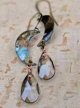 Load image into Gallery viewer, Petite Moon Earrings with Faceted Smokey Briolettes - Minxes&#39; Trinkets