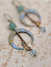 Load image into Gallery viewer, Crescent Moon Earrings with Green Adventurine and Fluorite - Minxes&#39; Trinkets