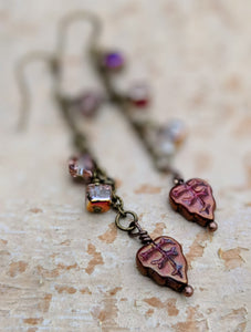 Falling Leaves - Czech Glass Leaf Earrings - Minxes' Trinkets