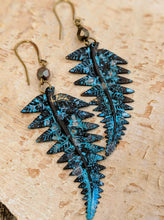 Load image into Gallery viewer, Verdigris Fall Fern Earrings - Minxes&#39; Trinkets