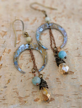 Load image into Gallery viewer, Crescent Moon Earrings with Amazonite - Minxes&#39; Trinkets