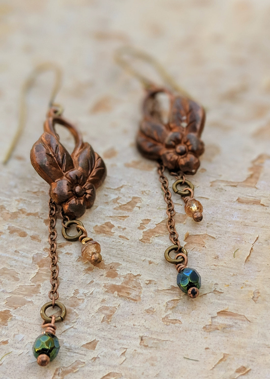 Vintage Floral Brass Earrings - Minxes' Trinkets