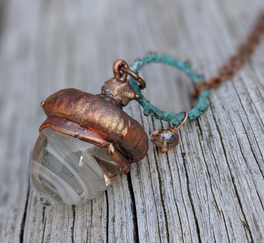 RESERVED Electroformed Lampworked Glass Acorn - Clear Swirl 2 - Minxes' Trinkets