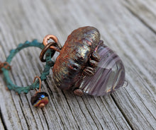 Load image into Gallery viewer, RESERVED - AMY GANGI - Electroformed Lampworked Glass Acorn - Purple Swirl 1 - Minxes&#39; Trinkets