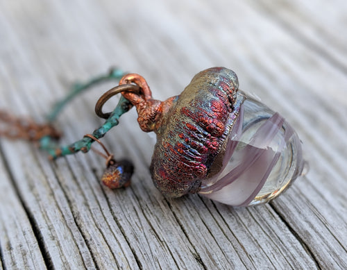 RESERVED Electroformed Lampworked Glass Acorn - Purple Swirl 2 - Minxes' Trinkets