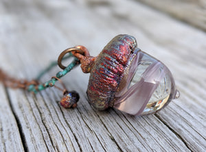 RESERVED Electroformed Lampworked Glass Acorn - Purple Swirl 2 - Minxes' Trinkets
