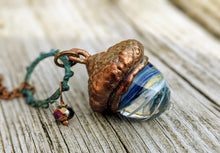 Load image into Gallery viewer, RESERVED Electroformed Lampworked Glass Acorn - Blue and White Swirl - Minxes&#39; Trinkets